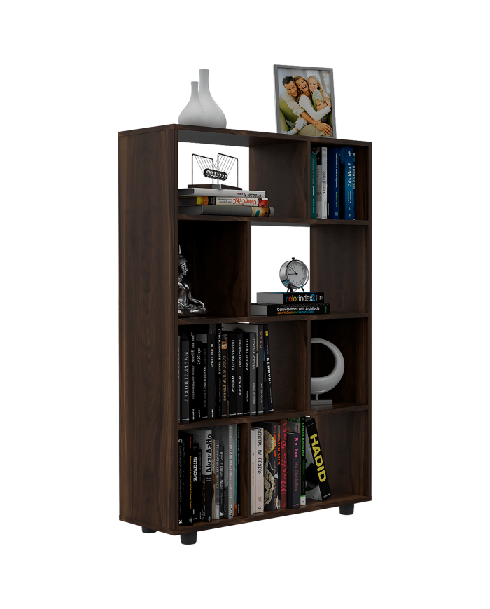 Biblioteca India, Caoba, con Variedad de Espacios Para Artículos Decorativos