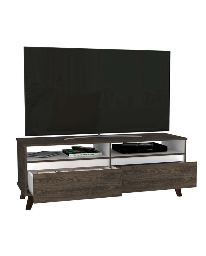 Mesa Para Tv Durham, Chocolate y Blanco, con Espacio Para Televisor de Hasta 60 Pulgadas