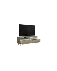 Mesa Para Tv Durham, Café Claro y Blanco, con Espacio Para Televisor de Hasta 60 Pulgadas