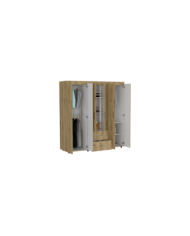 Closet Bariloche Bombay, Macadamia y Blanco, Variedad de Entrepaños y Seis Puertas Abatibles