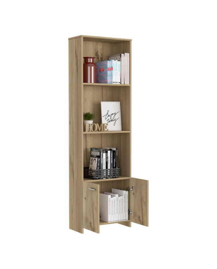 Biblioteca Milán, Café Claro, con Dos Puertas Abatibles y Tres Entrepaños