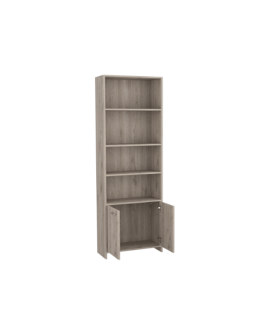 Biblioteca Milán, Humo, con Dos Puertas Abatibles y Cuatro Entrepaños