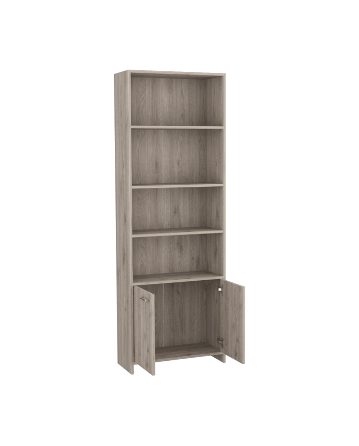 Biblioteca Milán, Humo, con Dos Puertas Abatibles y Cuatro Entrepaños