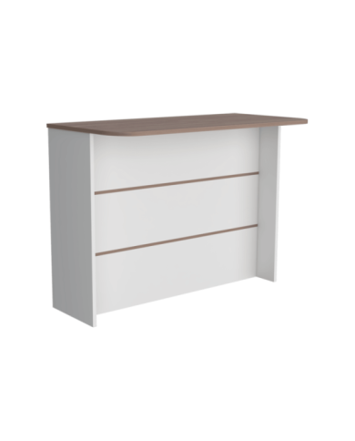 Barra de Cocina Diamante, Blanco y Castaño, con Dos Entrepaños