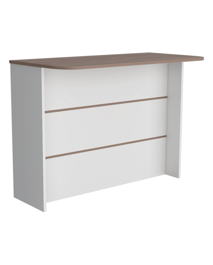 Barra de Cocina Diamante, Blanco y Castaño, con Dos Entrepaños