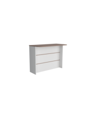 Barra de Cocina Diamante, Blanco y Castaño, con Dos Entrepaños