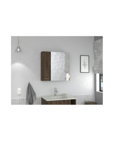 Gabinete de Baño Apolis, Chocolate, con Puerta Espejo y Dos Entrepaños Para Ubicar Múltiples Objetos