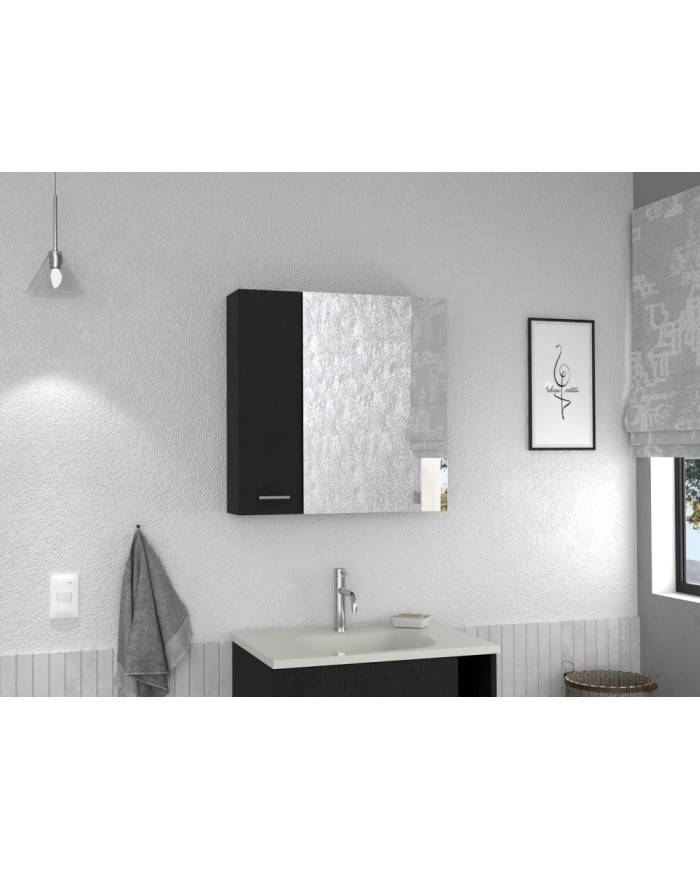 Gabinete de Baño Apolis, Wengue, con Puerta Espejo y Dos Entrepaños Para Ubicar Múltiples Objetos