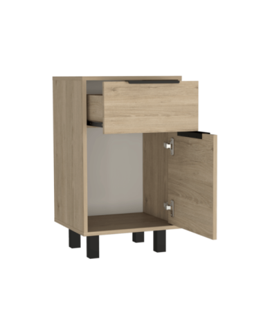 Mesa de Noche Wesley, Beige y Blanco, con Una Puerta y Un Cajón Organizador