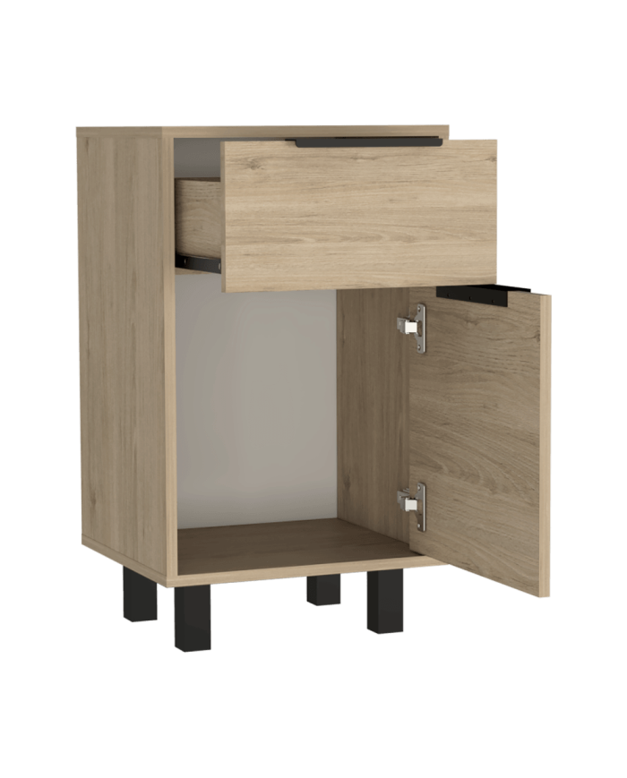Mesa de Noche Wesley, Beige y Blanco, con Una Puerta y Un Cajón Organizador