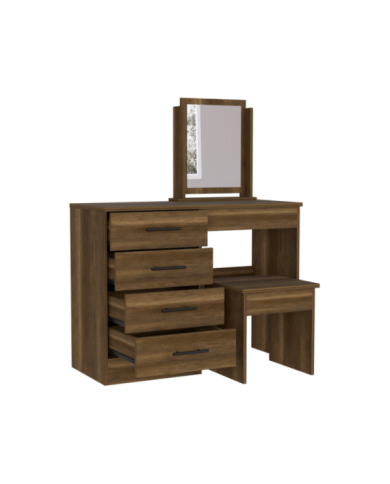 Mueble Tocador Wesley, Cobre y Wengue, con Cuatro Cajones Para Ubicar Maquillaje