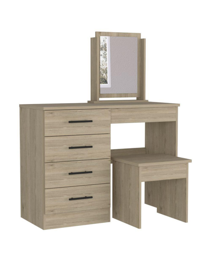 Mueble Tocador Wesley, Beige y Blanco, Espacio Para Ubicar Maquillaje
