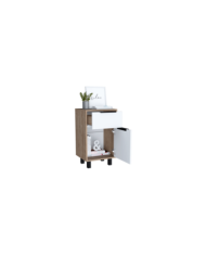 Mesa de Noche Wesley, Miel y Blanco, con Una Puerta y Un Cajón Organizador