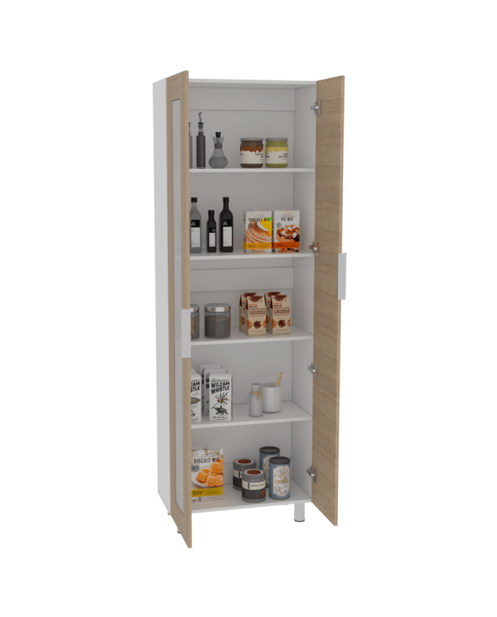 Alacena Diamante, Blanco y Beige, Amplios Espacios Para Guardar Alimentos y Electrodomésticos