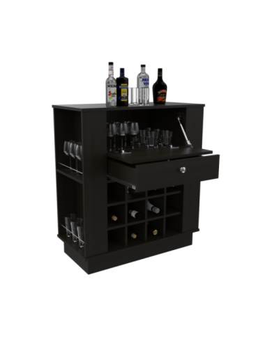 Bar India, Wengue, con Espacio Para Organizar Botellas de Vino