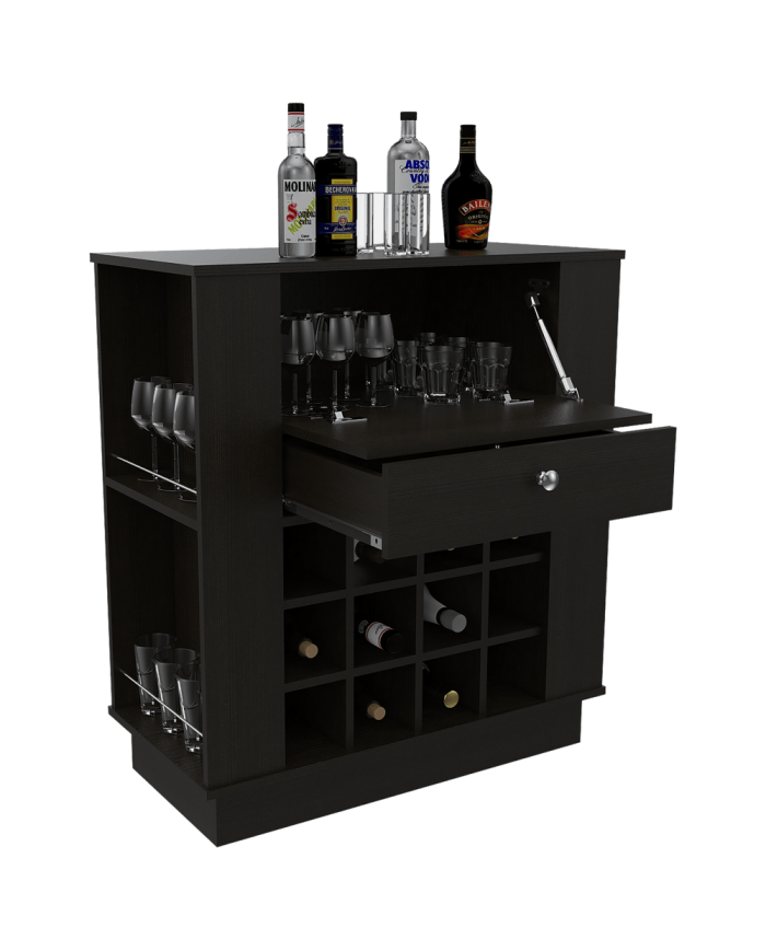 Bar India, Wengue, con Espacio Para Organizar Botellas de Vino