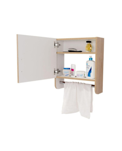 Gabinete de Baño Aqua, Beige y Blanco, Incluye Espejo