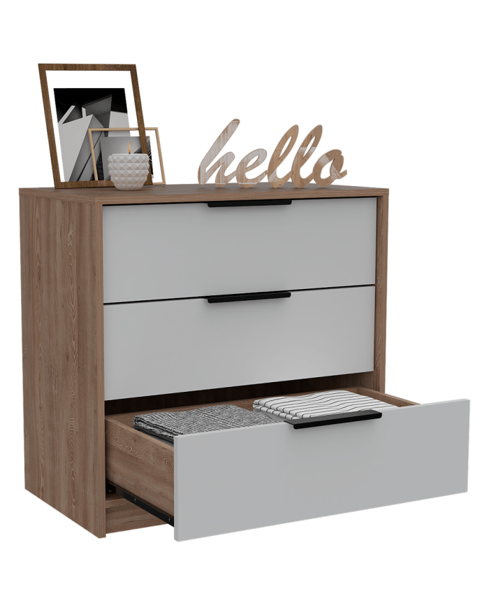 Organizador Wesley, Miel y Blanco, con Tres Cajones