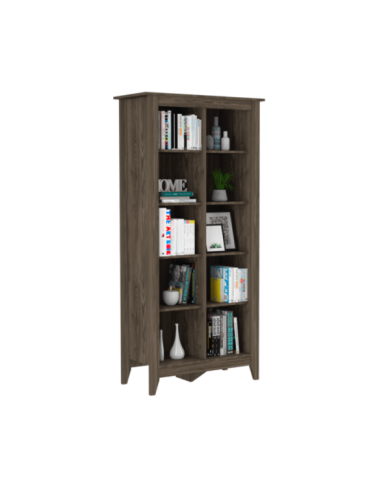 Biblioteca Sarume, Chocolate, Amplios Entrepaños Para Objetos Decorativos