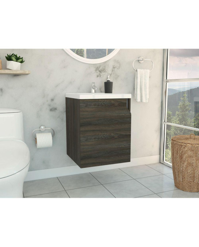 Muebles Lavamanos Elipse, Grafito y Plata Oscuro, con Amplio Espacio Para Guardar Productos de Aseo 45