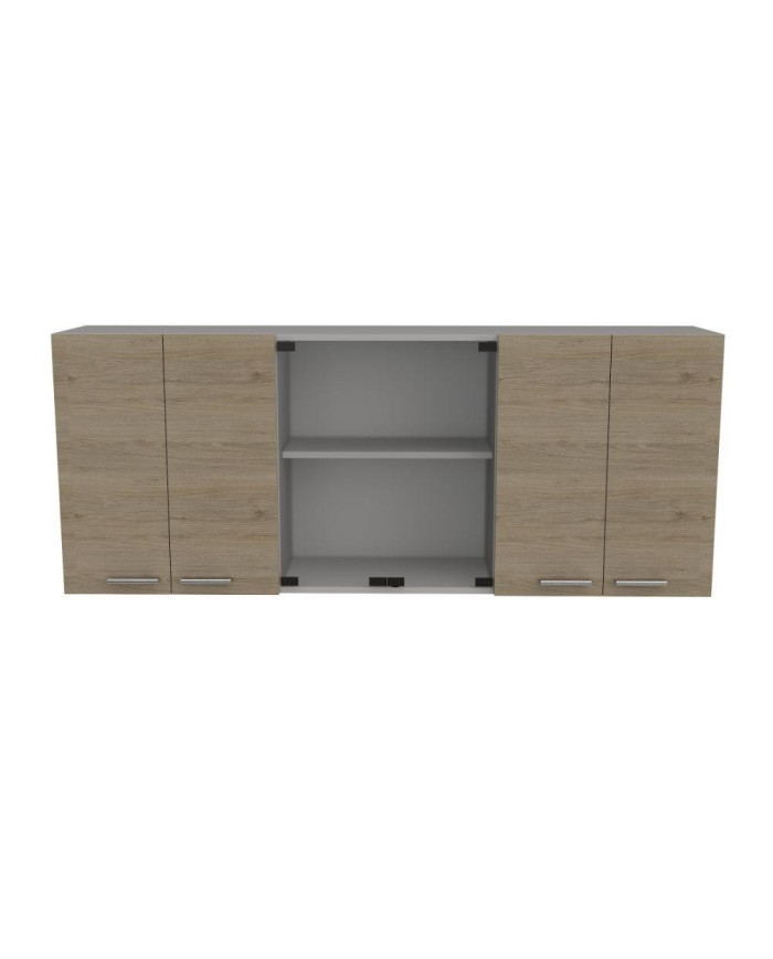 Gabinete Superior Vega, Beige y Blanco, Incluye Entrepaño Móvil Central y Dos Puertas de Vidrio