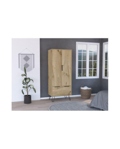 Closet Ali, Café Claro y Wengue, con Dos Puertas y Cajonera