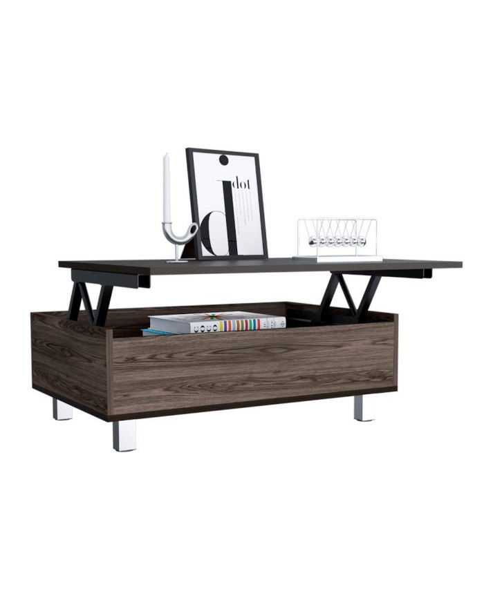 Mesa de Centro Salento, Chocolate y Wengue, con Gran Capacidad de Almacenamiento