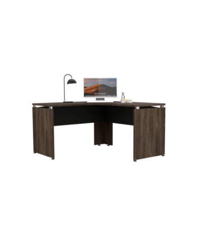 Escritorio En L Concept L140, Chocolate y Wengue Soft, con Amplia Superfice