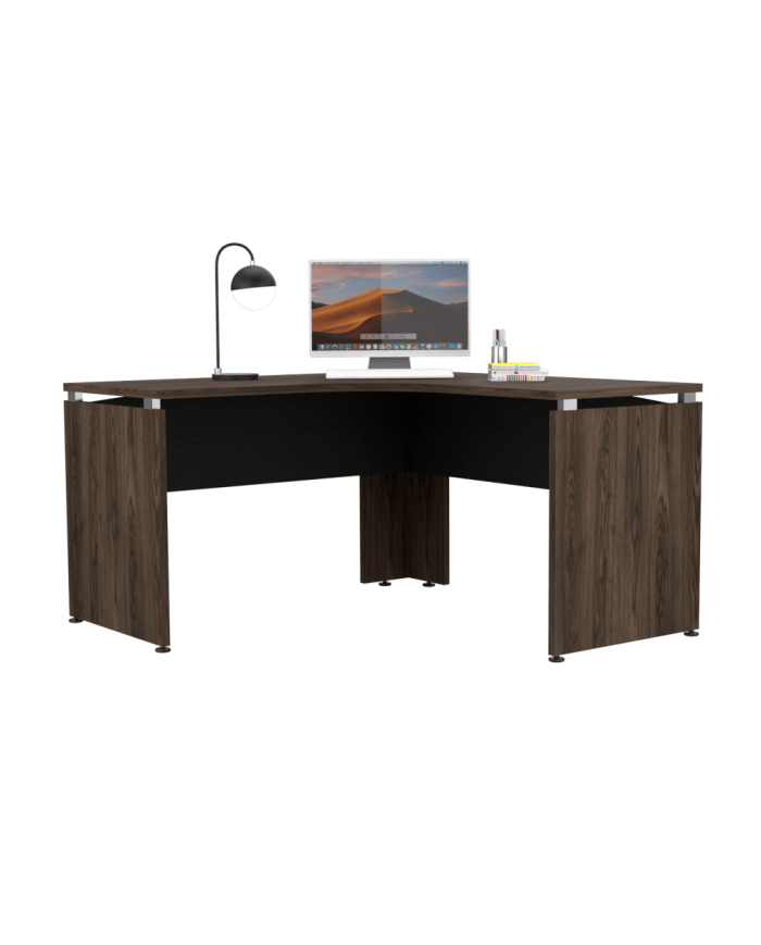 Escritorio En L Concept L140, Chocolate y Wengue Soft, con Amplia Superfice