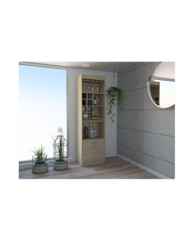 Bar Celeste, Beige, Dos Puertas, Espacio Para Copas y Vino