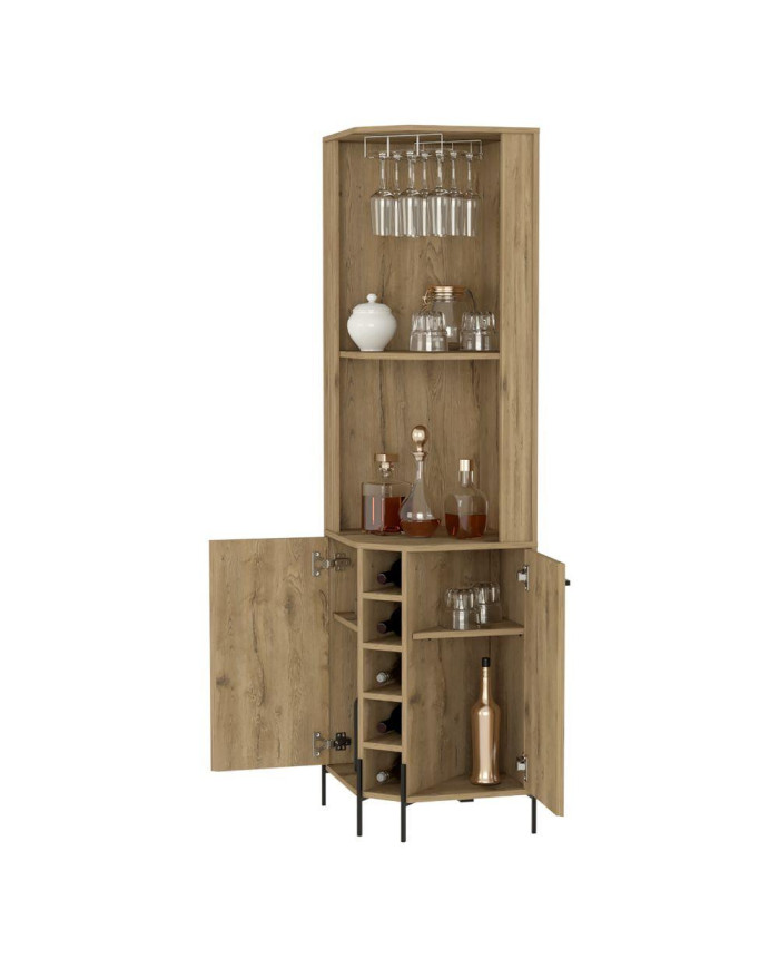 Bar Sharon, Macadamia, con Dos Puertas y Amplio Espacio Para Botellas