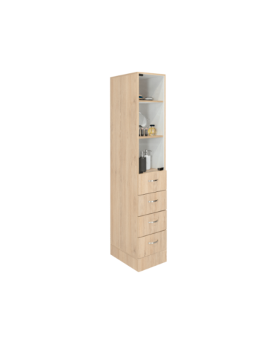 Mueble Auxiliar de Baño Picasso, Beige y Blanco, con Dos Entrepaños y Cuatro Cajones