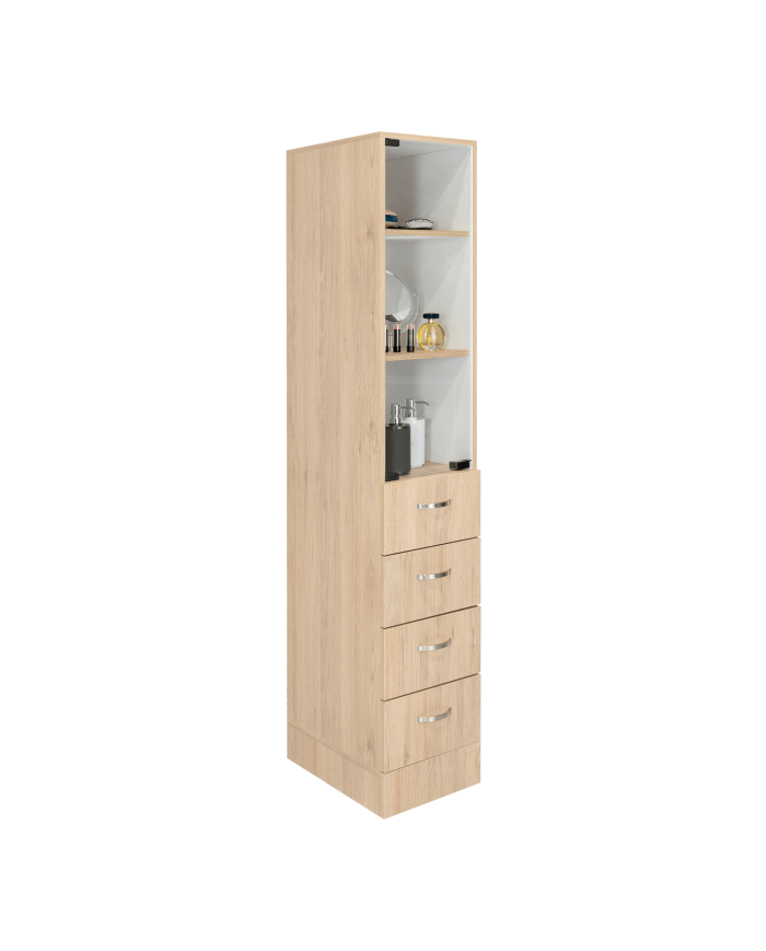 Mueble Auxiliar de Baño Picasso, Beige y Blanco, con Dos Entrepaños y Cuatro Cajones