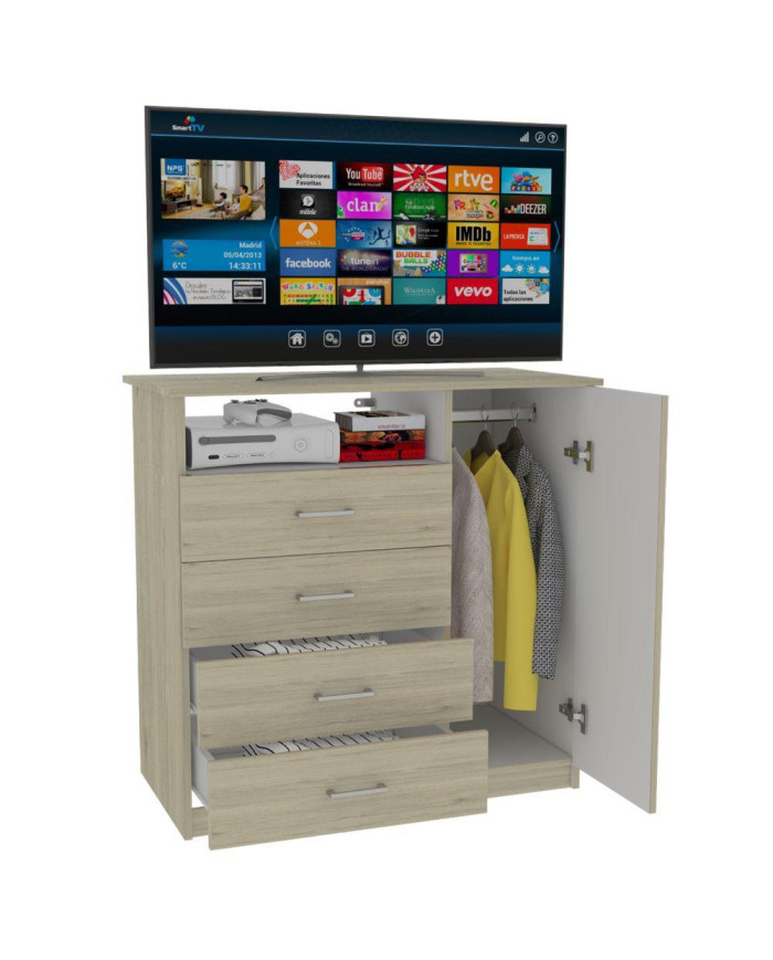 Organizador Barlovento, Beige y Blanco con Cuatro Cajones