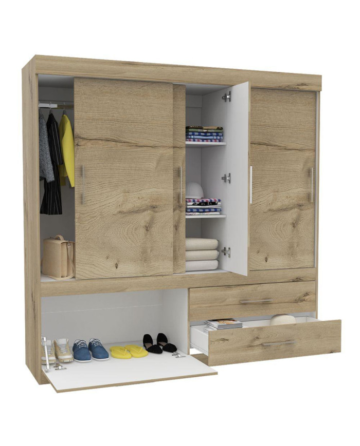 Closet  Astrid, Café Claro y Blanco, con Zapatero Inferior