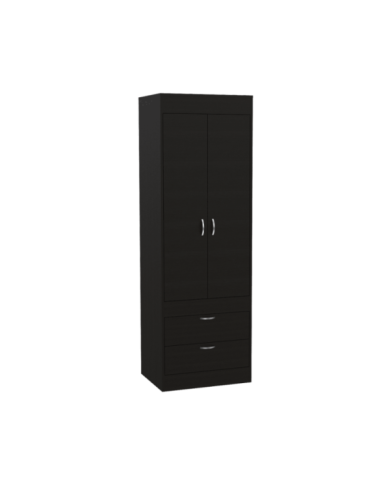 Closet Agata, Wengue, con Dos Cajones y Tubo Cromado Para Colgar Ropa