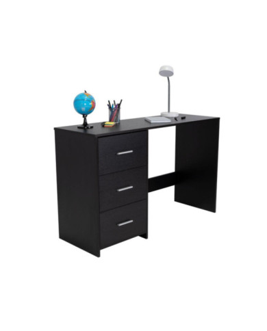 Escritorio Zoelo, Wengue, con Tres Cajoneras Manijas Metálicas y Amplio Espacio de Almacenamiento