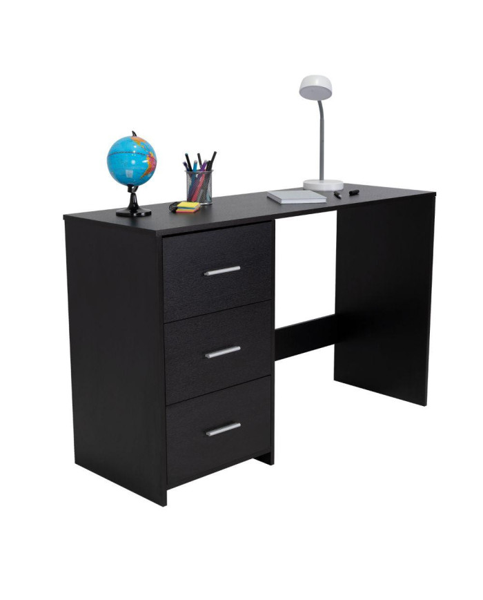 Escritorio Zoelo, Wengue, con Tres Cajoneras Manijas Metálicas y Amplio Espacio de Almacenamiento