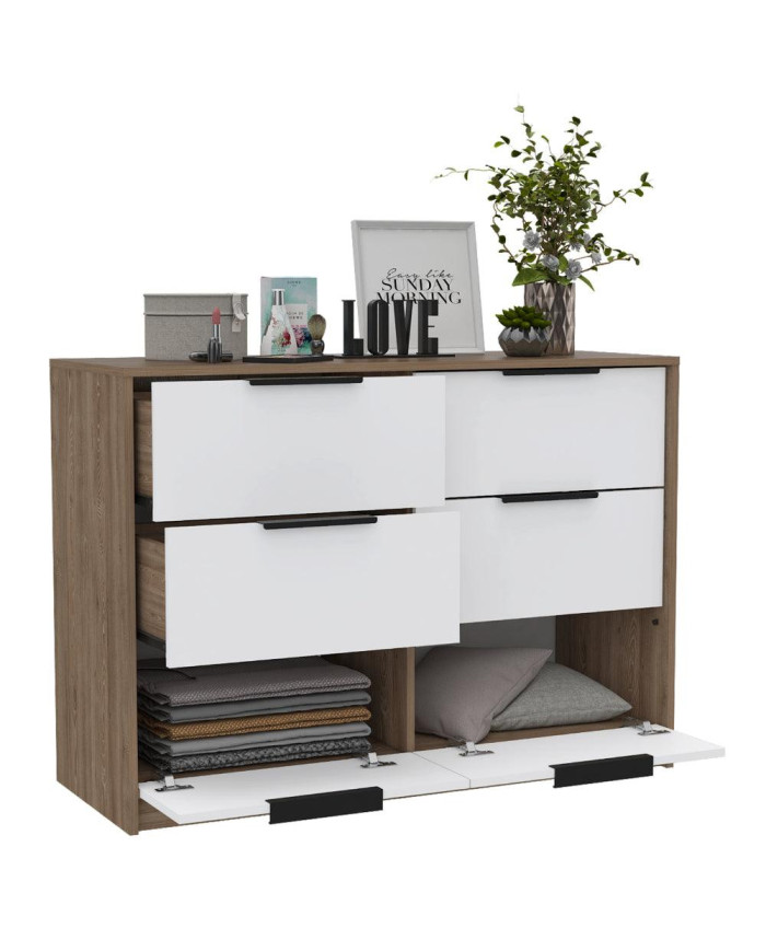 Organizador Wesley, Miel y Blanco, con 4 Cajones