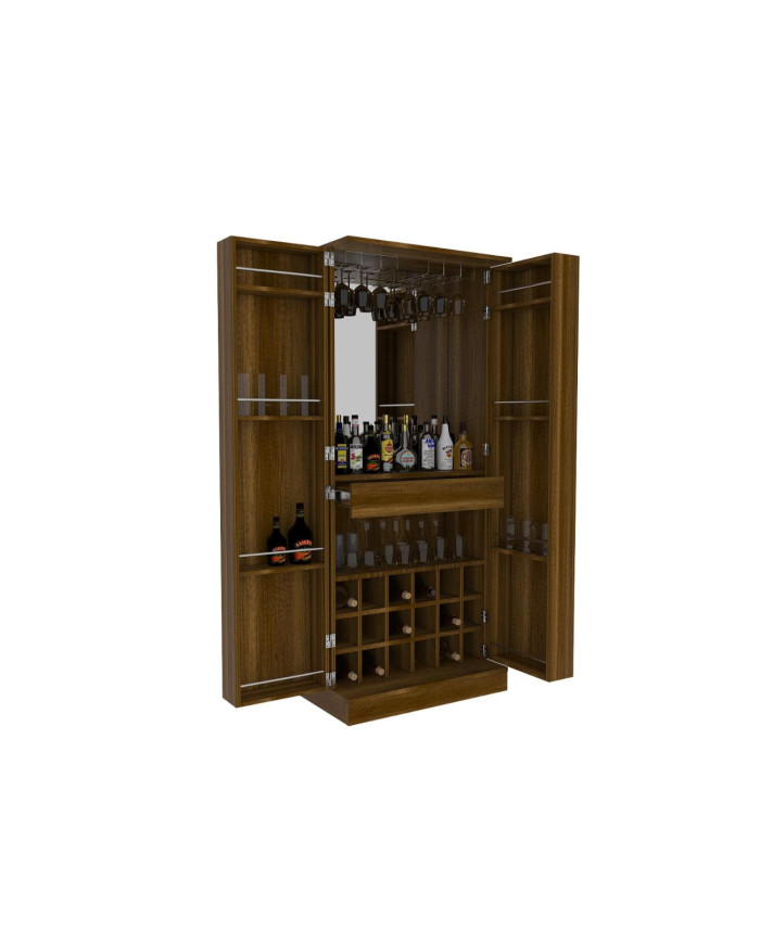 Bar Alto Salvador, Cobre, con Amplio Espacio de Almacenamiento y Porta Copas