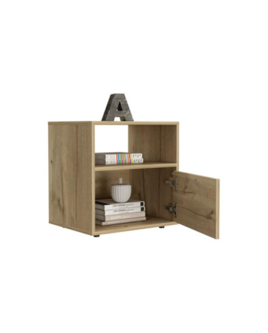 Mesa de Noche Felix, Café Claro, con Una Puerta Abatible