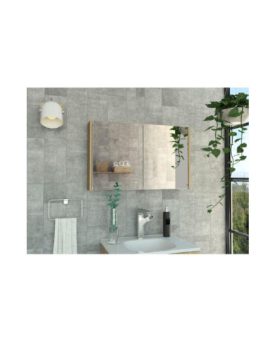 Gabinete de Baño Agni, Café Claro, con Dos Puestas y Espacio Para Almacenar Objetos