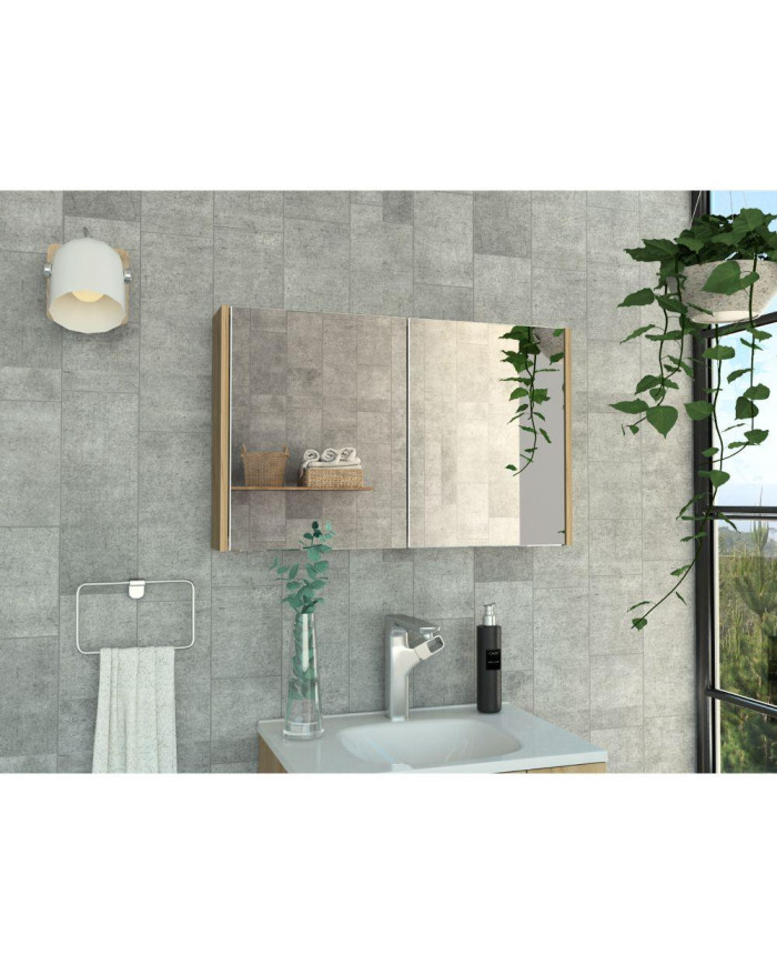 Gabinete de Baño Agni, Café Claro, con Dos Puestas y Espacio Para Almacenar Objetos