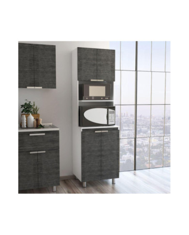 Módulo Microondas Diamante, Gris y Blanco, con Cuatro Puertas Batientes