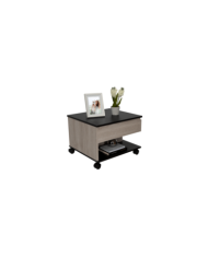 Mesa de Centro Salento, Humo y Wengue, con Un Cajón Interno Multiusos