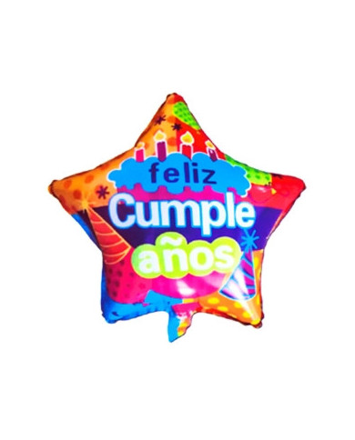 Globo M18" Estrella Feliz Cumpleaños 2