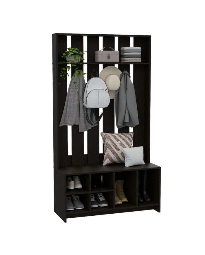 Mueble Auxiliar Zapatero, Wengue, Ideal Para Ubicar Bolsos Entre Otros