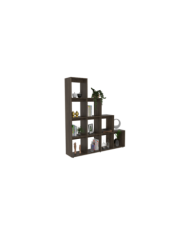 Biblioteca Escalera Ascher, Chocolate, con Variedad de Espacios Para Libros y Artículos Decorativos