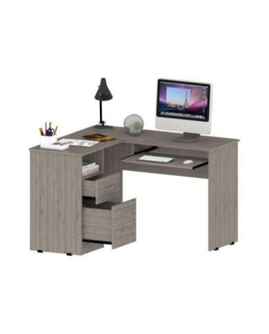 Escritorio En L Dallet, Humo, con Dos Cajones Deslizables