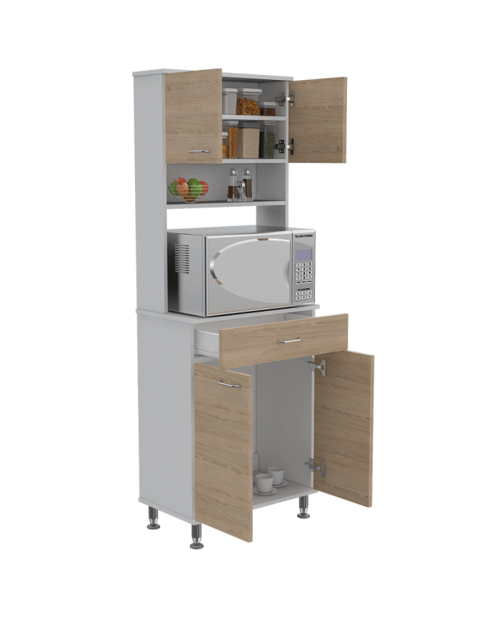 Alacena Huzy, Beige y Blanco, con Amplia Capacidad de Almacenamiento